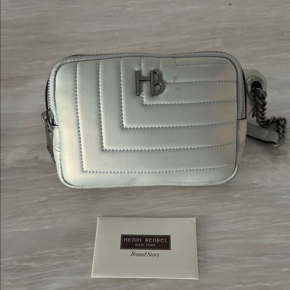 Henri Bendel Silver Chevron Crossbody Bag